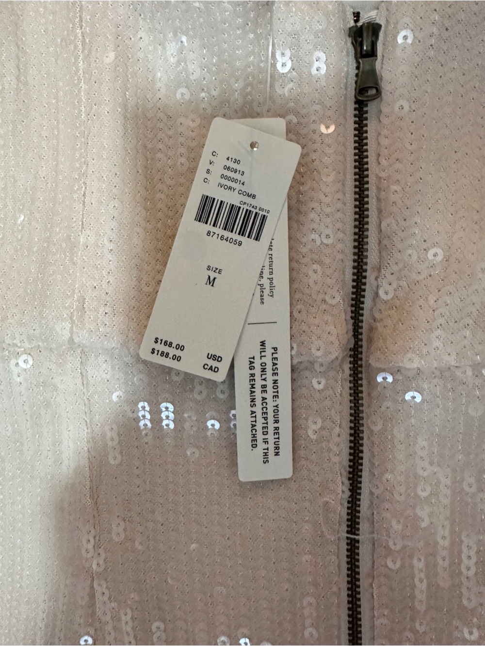 Pilcro Sequin Slim Midi Dress Ivory Sequin Anthropologie Sz M - Picture 3 of 3